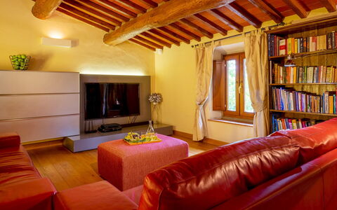 Podere Giardino 16+2: Furniture, Interior Design, Wall, Flooring, Wood, Floor, Couch, Room, Ceiling, Living Room