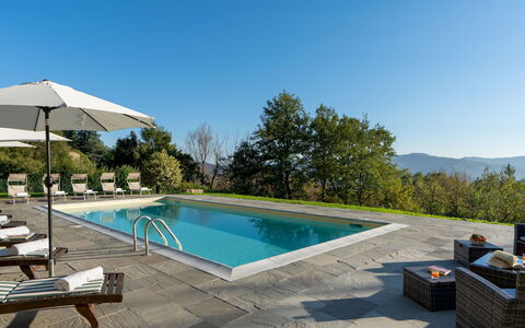 Villa la Rassinata 8: Swimming Pool, Outdoor Furniture, Furniture, Chair, Resort, Eco Hotel, Sunlounger, Shade, Mountain Range, Flagstone