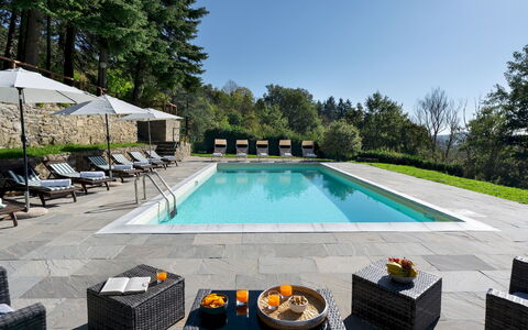 Villa la Rassinata 8: Swimming Pool, Outdoor Furniture, Flagstone, Sunlounger, Shade, Eco Hotel, Garden, Resort, Landscaping, Chair