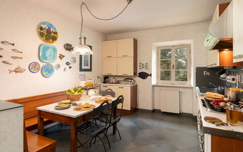 Casa del Duca 10: Furniture, Interior Design, Flooring, Kitchen, Countertop, Floor, Wood, Ceiling, Cabinetry, Light Fixture