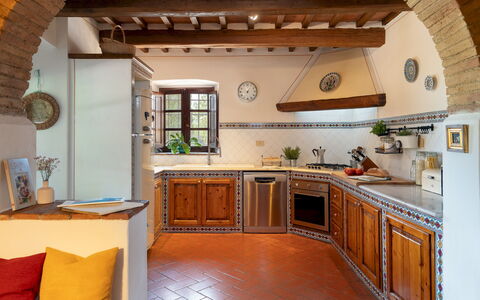 Villa Allodola 12: Kitchen, Interior Design, Flooring, Furniture, Wood, Countertop, Kitchen Appliance, Cabinetry, Ceiling, Floor