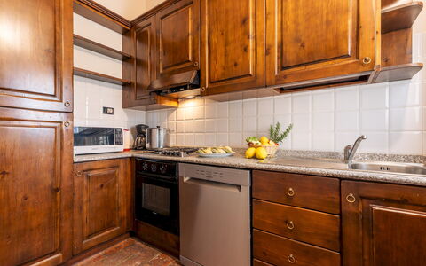 Casale Fienile 8: Cabinetry, Kitchen, Wood, Countertop, Major Appliance, Kitchen Appliance, Flooring, Interior Design, Cupboard, Room