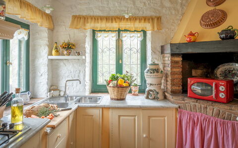 Casale delle Farfalle 12: Interior Design, Furniture, Wood, Kitchen, Lighting, Room, Home, Flooring, Ceiling, Cabinetry