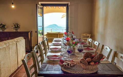 Villa Jasmine 8: Furniture, Table, Kitchen & Dining Room Table, Dining Room, Chair, Tableware, Barware, Drinkware, Serveware, Restaurant