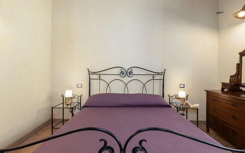Poggio delle Lumie 6: Wall, Interior Design, Flooring, Floor, Bedroom, Bed, Ceiling, Room, Furniture, Bed Frame