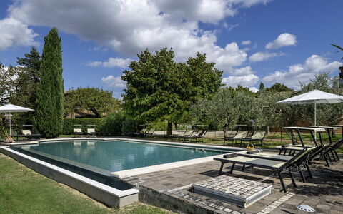 Podere Gellino 14: Swimming Pool, Tree, Outdoor Furniture, Garden, Shade, Sunlounger, Resort, Estate, Landscaping, Backyard