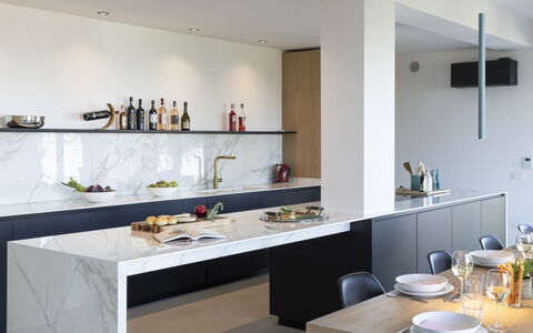 Casa dei Fiamminghi 10+2: Interior Design, Kitchen, Furniture, Countertop, Wall, Flooring, Lighting, Cabinetry, Ceiling, Floor