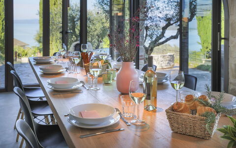 Casa dei Fiamminghi 10+2: Furniture, Tableware, Table, Dining Room, Chair, Kitchen & Dining Room Table, Stemware, Interior Design, Lighting, Serveware