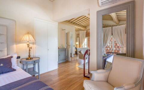 Villa Ginevra 12: Furniture, Interior Design, Flooring, Bedroom, Floor, Ceiling, Lighting, Home, Bed, Room