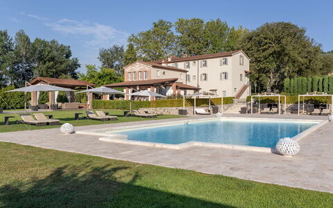 Villa Ginevra 12: Swimming Pool, Outdoor Furniture, Resort, Estate, Sunlounger, Villa, Hotel, Umbrella, Courtyard, Patio