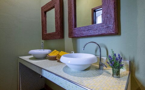Podere Sant'Eugenio 14: Bathroom Sink, Plumbing Fixture, Sink, Interior Design, Tap, Bathroom, Plumbing, Countertop, Porcelain, Mirror