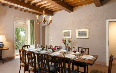 Il Poggione 10: Furniture, Interior Design, Dining Room, Wall, Table, Chair, Kitchen & Dining Room Table, Wood, Ceiling, Flooring