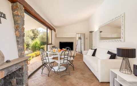Villa Althaea 6: Furniture, Couch, Home, Living Room, Chair, Ceiling, Resort, Kitchen & Dining Room Table