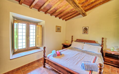 Poggio Conca: Bedroom, Property, Room, Bed, Furniture, Building, Ceiling, House, Real Estate, Bed Sheet