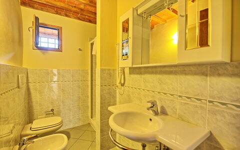Poggio Conca: Bathroom, Room, Property, Yellow, Interior Design, Building, Plumbing Fixture, Architecture, Real Estate, House