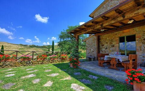 Castelmuzio: Property, Natural Landscape, Sky, Grass, House, Yard, Building, Real Estate, Home, Garden
