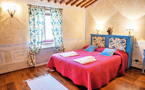 Villa Petrognano: Bedroom, Bed, Room, Furniture, Property, Interior Design, Bed Sheet, Building, Bed Frame, House