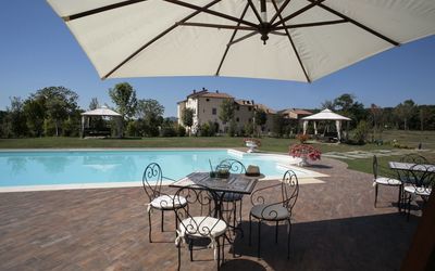 Santamargherita: Property, Swimming Pool, Real Estate, Building, House, Vacation, Patio, Home, Shade, Furniture