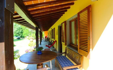 Le Balze: Property, Room, Building, House, Real Estate, Yellow, Home, Porch, Architecture, Furniture