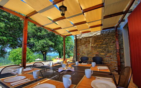 Villa Crispinino: Property, Building, Room, Interior Design, Real Estate, Porch, House, Tree, Patio, Table