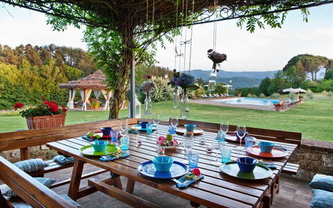 Villa Sant' Angelo: Property, Leisure, Patio, Table, Backyard, Deck, House, Vacation, Home, Real Estate