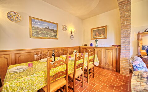 Casale Ambra: Room, Property, Building, Real Estate, Furniture, Yellow, House, Interior Design, Dining Room, Floor