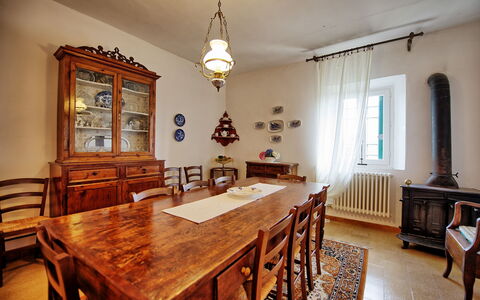 Villa Buonaparte: Room, Property, Furniture, Dining Room, Building, Ceiling, Interior Design, Table, Floor, Real Estate