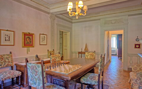 Villa Camaiore: Room, Property, Building, Furniture, Dining Room, Ceiling, Interior Design, Real Estate, Table, Estate