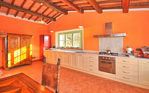 Villa Noceta: Property, Room, Orange, Building, Furniture, Ceiling, Kitchen, Home, Interior Design, House