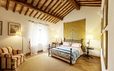 Villa Lorian: Bedroom, Room, Furniture, Property, Bed, Interior Design, Building, Bed Sheet, Ceiling, Bed Frame