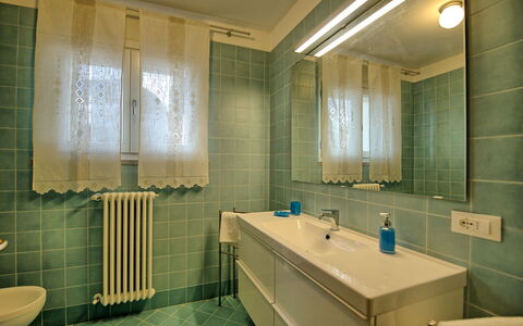 Villa Gaville: Bathroom, Room, Property, Interior Design, Bathroom Cabinet, Tile, Bathroom Accessory, Lighting, Building, Plumbing Fixture