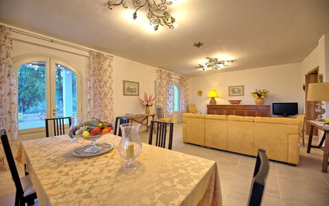 Villa Gaville: Room, Property, Interior Design, Building, Furniture, Ceiling, Yellow, Dining Room, House, Home